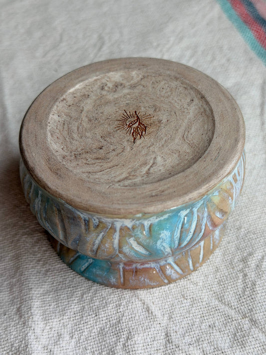 Handcarved mixed clay rainbow bby mug