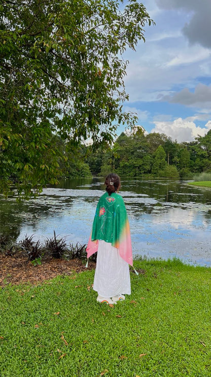 Yin Yang Fish Love Lotus Healing Meditation Shawl