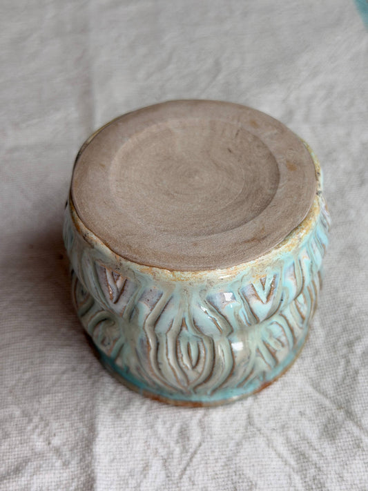 Handcarved mixed clay mug