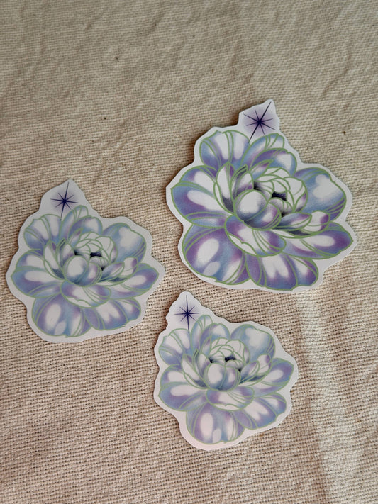 Green Outline Floral Sticker